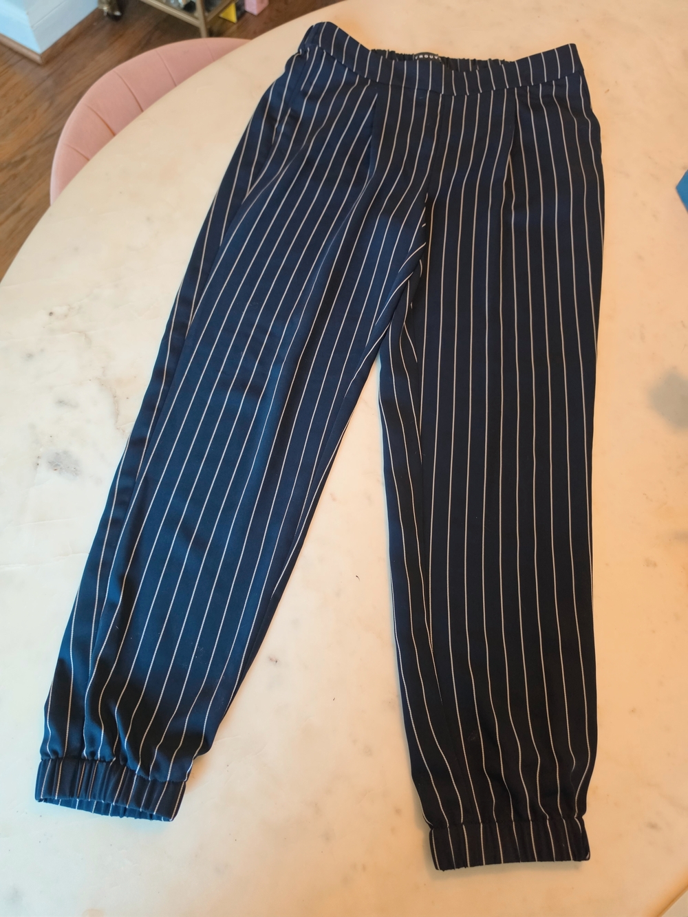 Trouve From Nordstrom Navy Blue Pinstripe Jogger Trousers Size 2